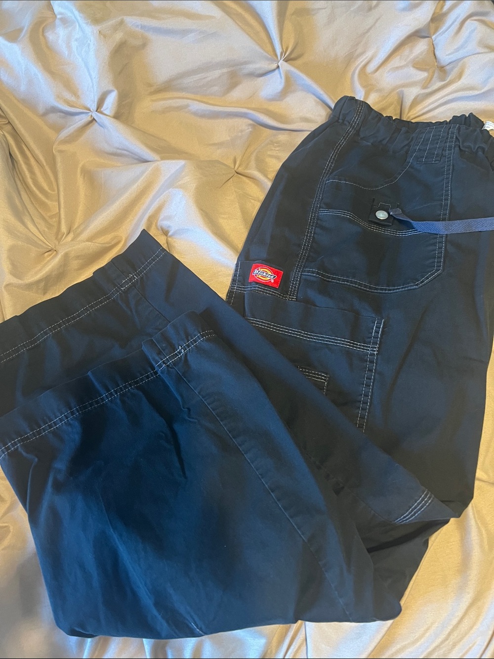 Dickies Black Elastic-Waist scrub Cargo pants with Utility Pockets